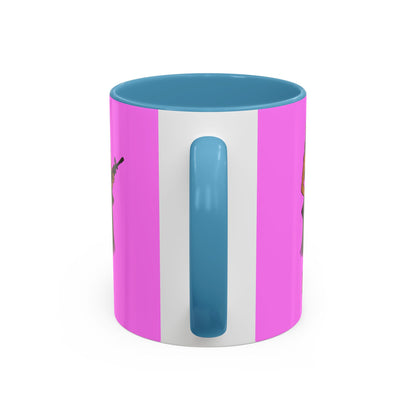 Hula Girl Packin' Heat Pink Accent Mug by theGreenDragonTavern.shop