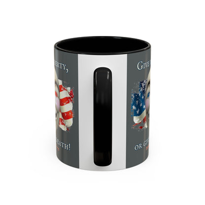 Vendetta, "Give me liberty, or give me death!" Grey Accent Mug by theGreenDragonTavern.shop