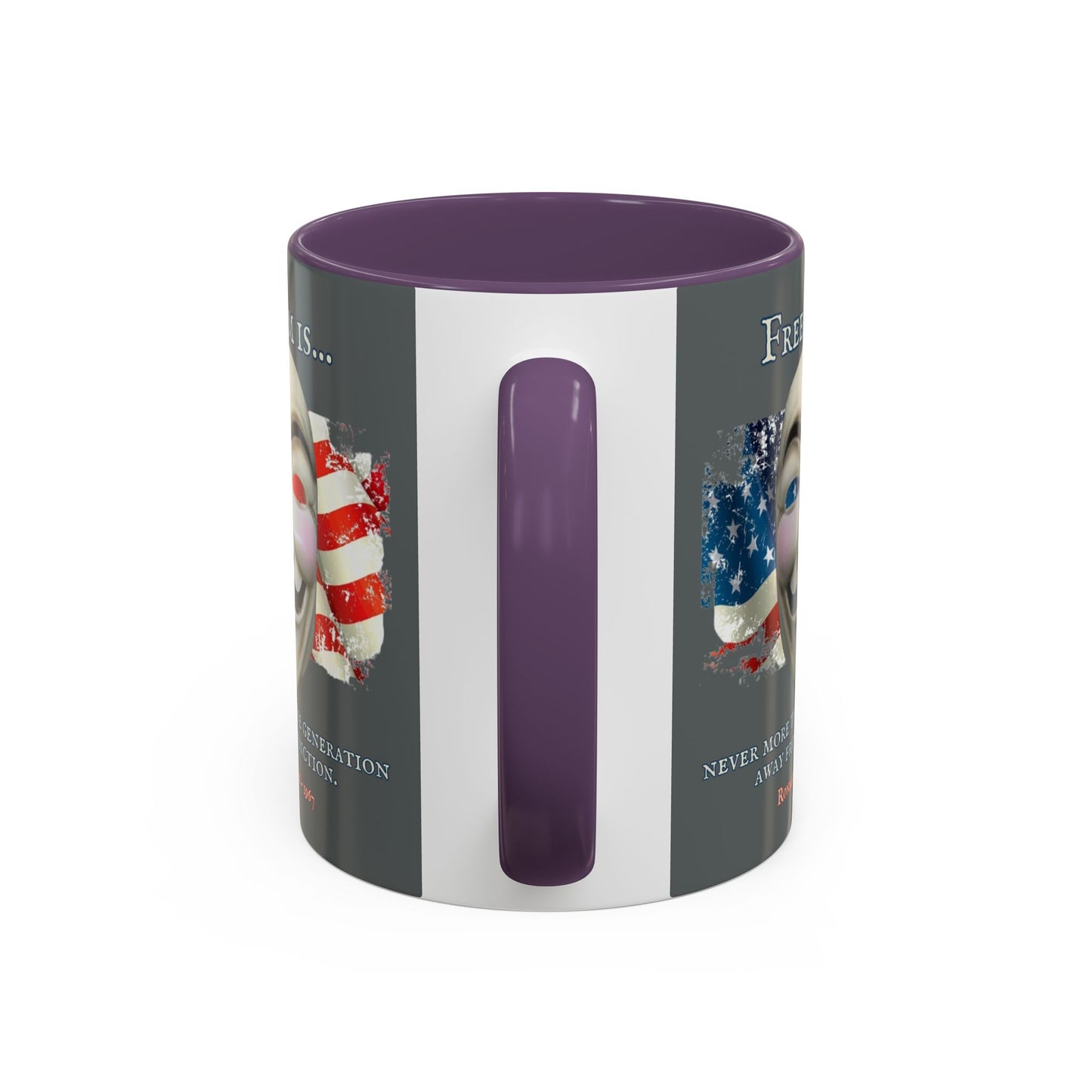 Ronald Reagan Freedom Vendetta Grey Accent Mug by theGreenDragonTavern.shop
