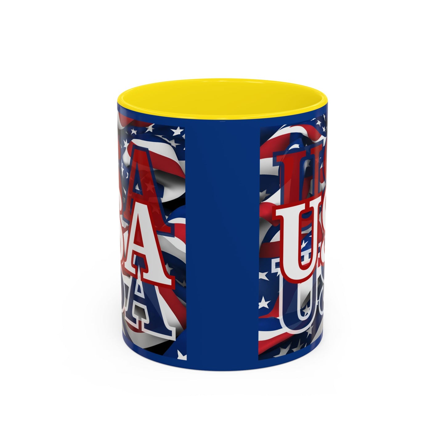 USA White font Center Patriot Blue Accent Mug by theGreenDragonTavern.shop