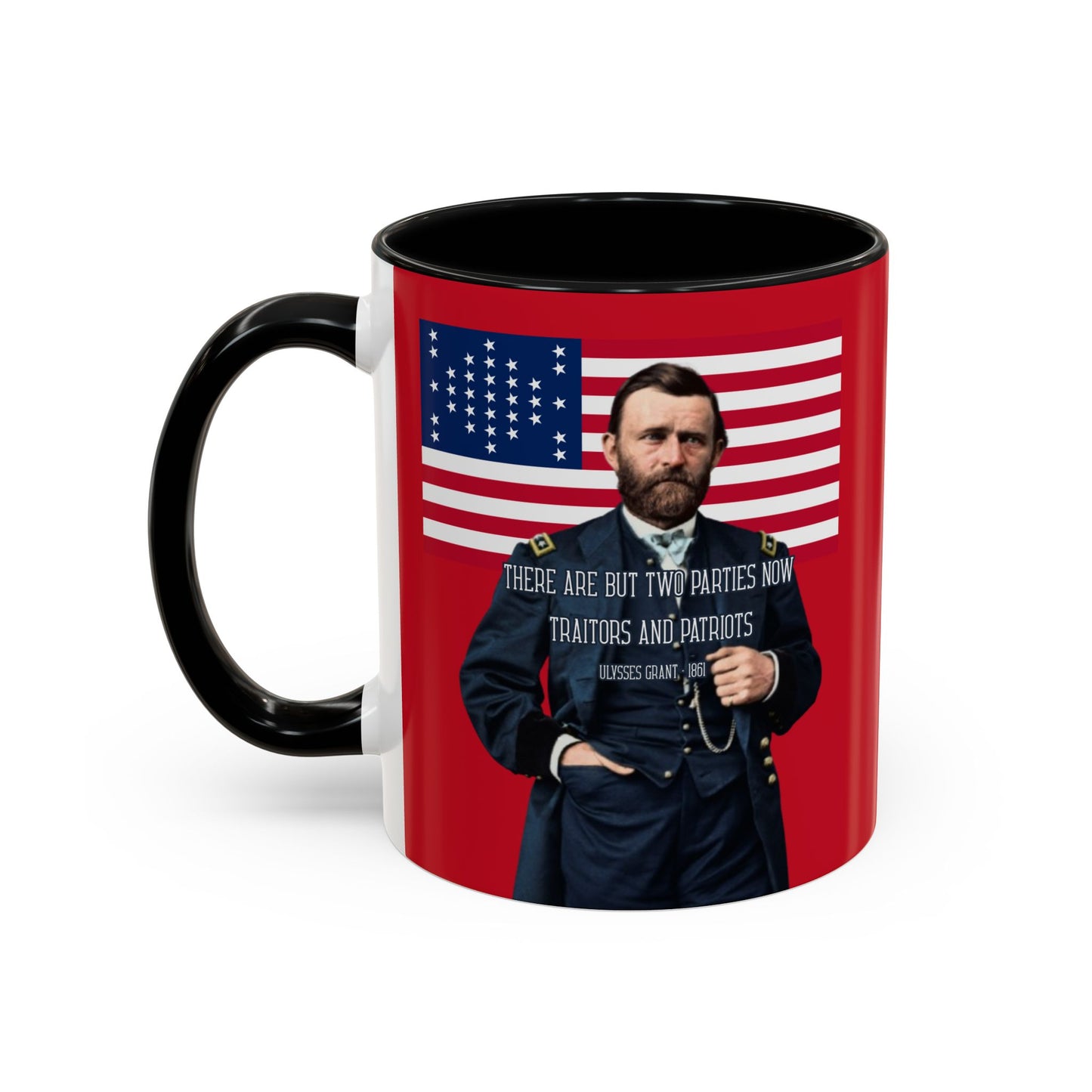 "Traitors and Patriots" Ulysses Grant Red Accent Mug by theGreenDragonTavern.shop