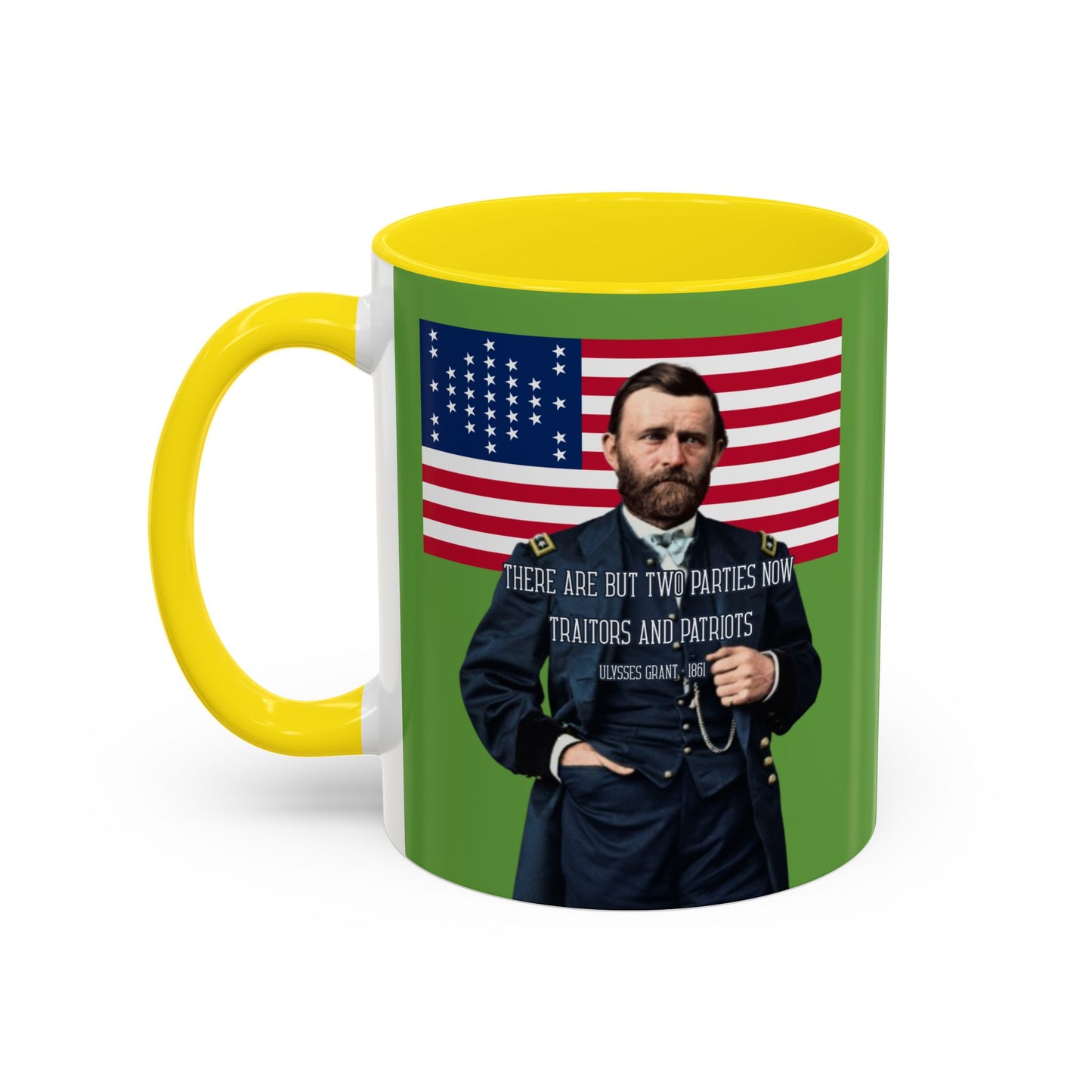 "Traitors and Patriots" Ulysses Grant Green Accent Mug by theGreenDragonTavern.shop