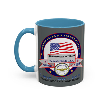 DNASM 2-sided, Founding & Student Art w/Navy Ring Grey Accent Mug by theGreenDragonTavern.shop