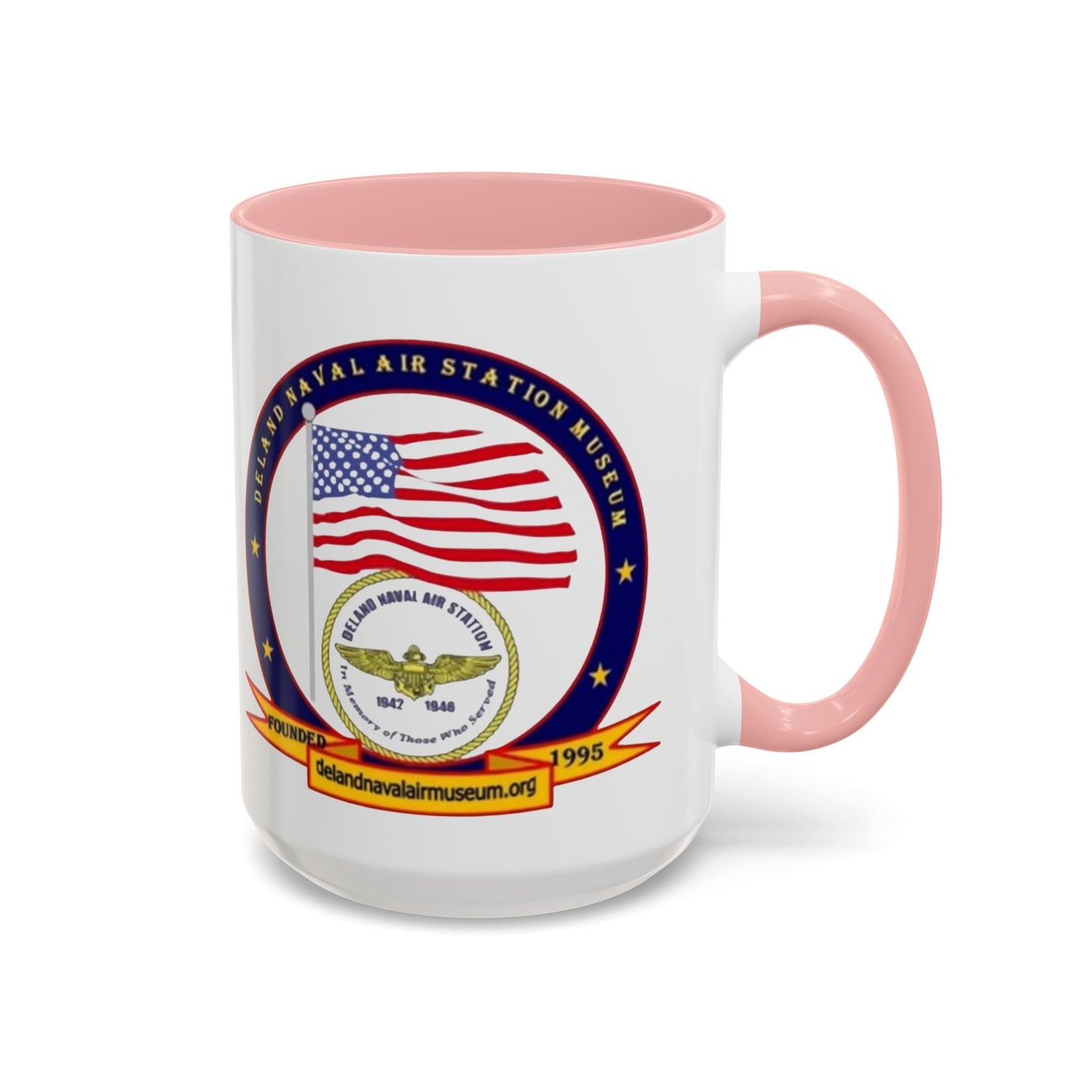 DeLand Naval Air Station Museum White Accent Mug by theGreenDragonTavern.shop