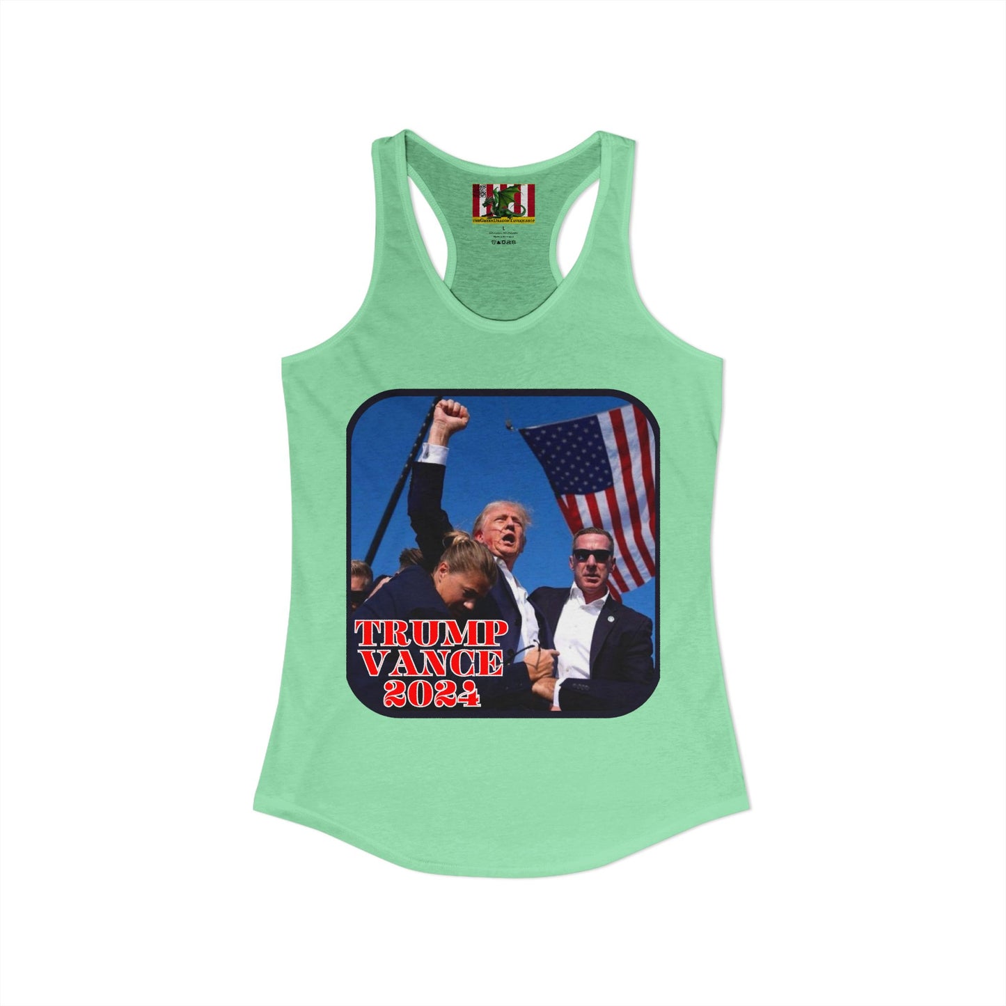 Trump and Vance 2024 Women's Racerback Tank Top by theGreenDragonTavern.shop