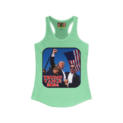 Trump and Vance 2024 Women's Racerback Tank Top by theGreenDragonTavern.shop