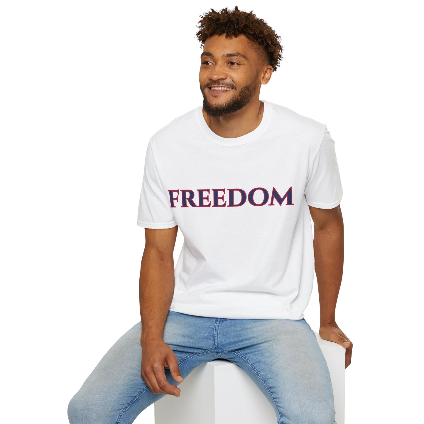 Freedom, Blue font, Light colors Unisex T-Shirt by theGreenDragonTavern.shop