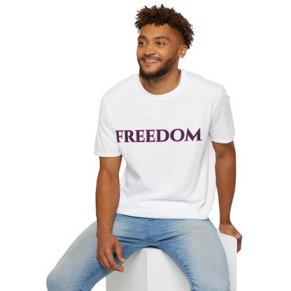 Freedom, Blue font, Light colors Unisex T-Shirt by theGreenDragonTavern.shop