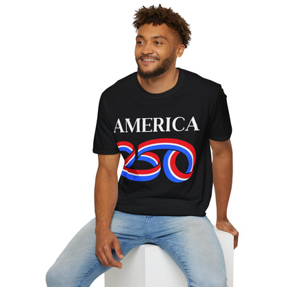 America 250 White font, Dark colors, Unisex T-Shirt by theGreenDragonTavern.shop