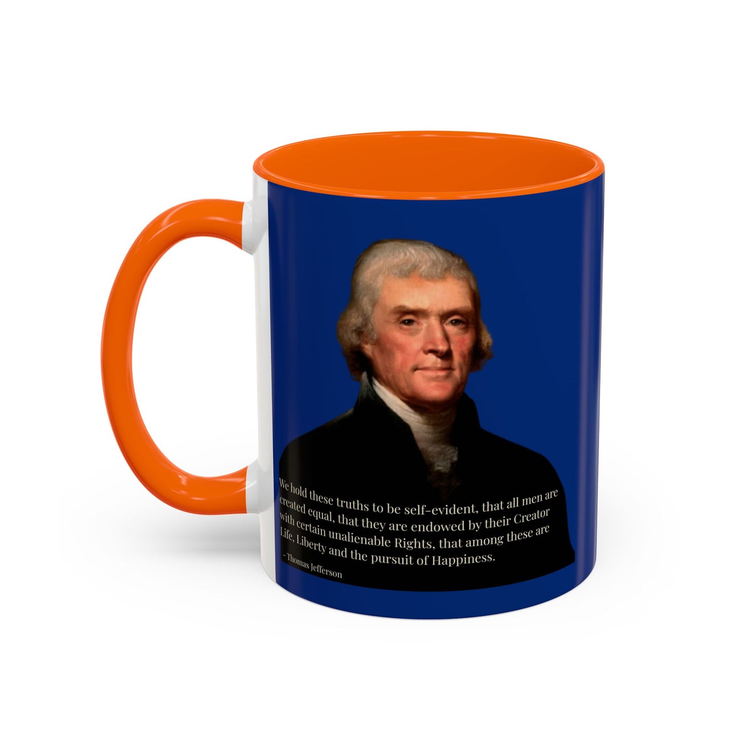 We hold these truths to be self-evident Dark Blue Accent Mug by theGreenDragonTavern.shop