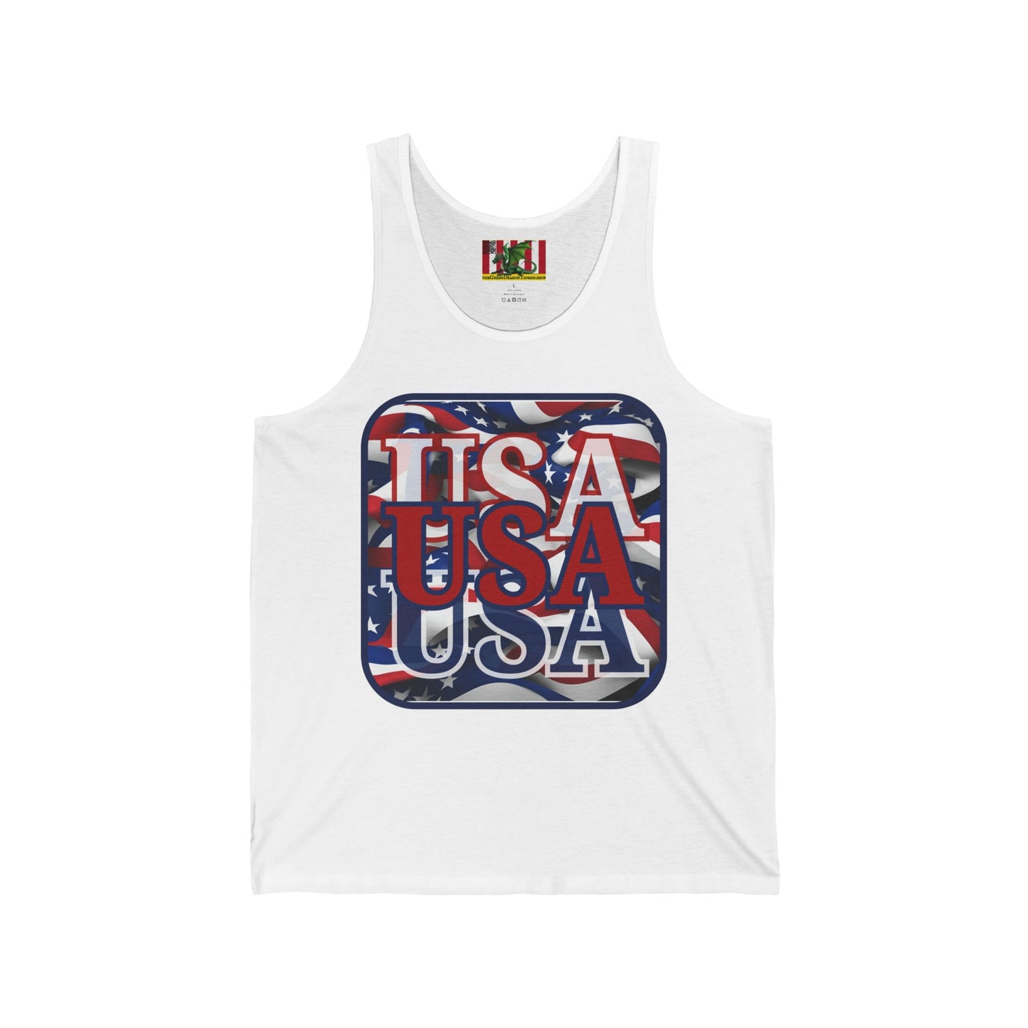 RED White and Blue USA Patriot Unisex Jersey Tank Top by theGreenDragonTavern.shop