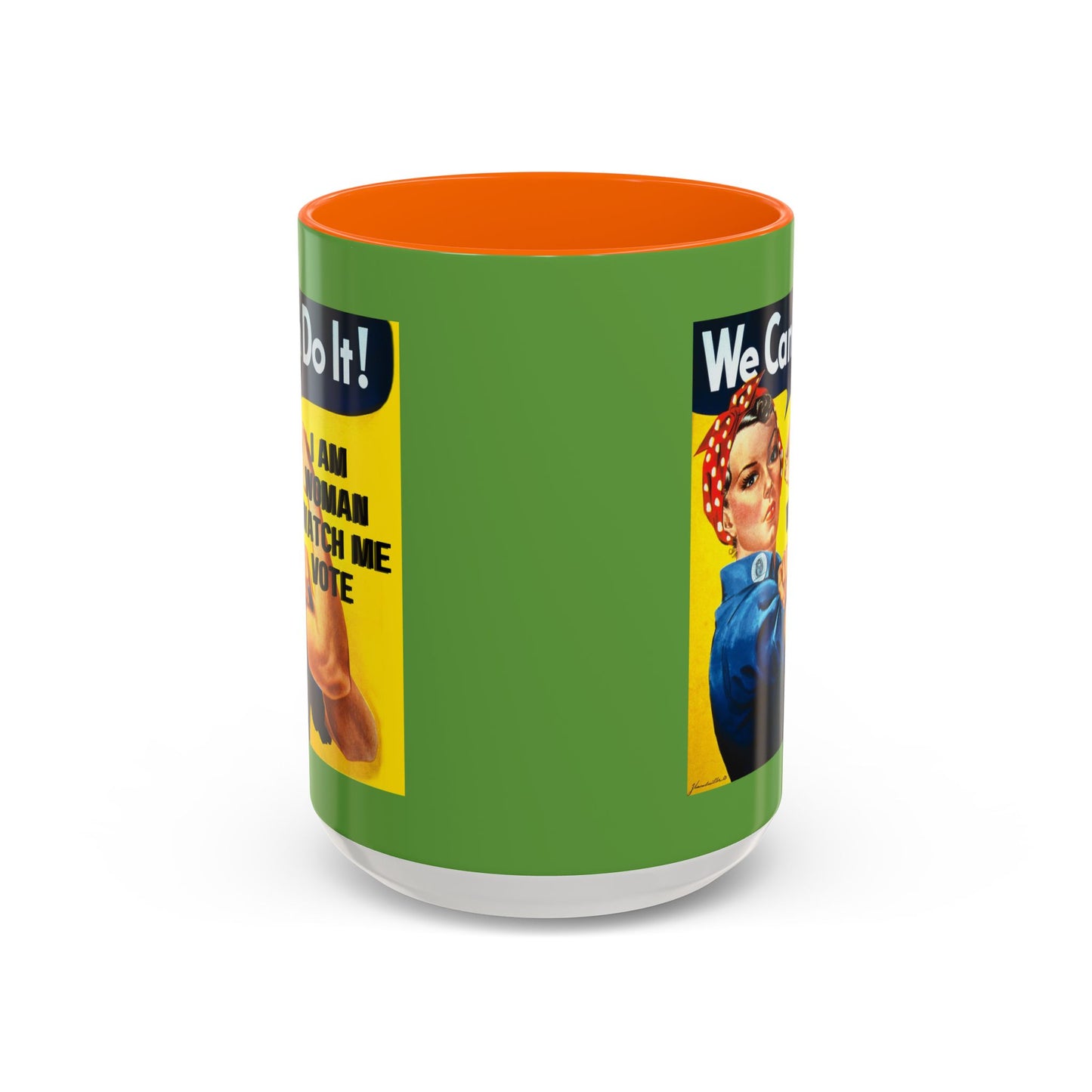 I Am Woman Watch Me Vote Rosie Green Accent Mug by theGreenDragonTavern.shop