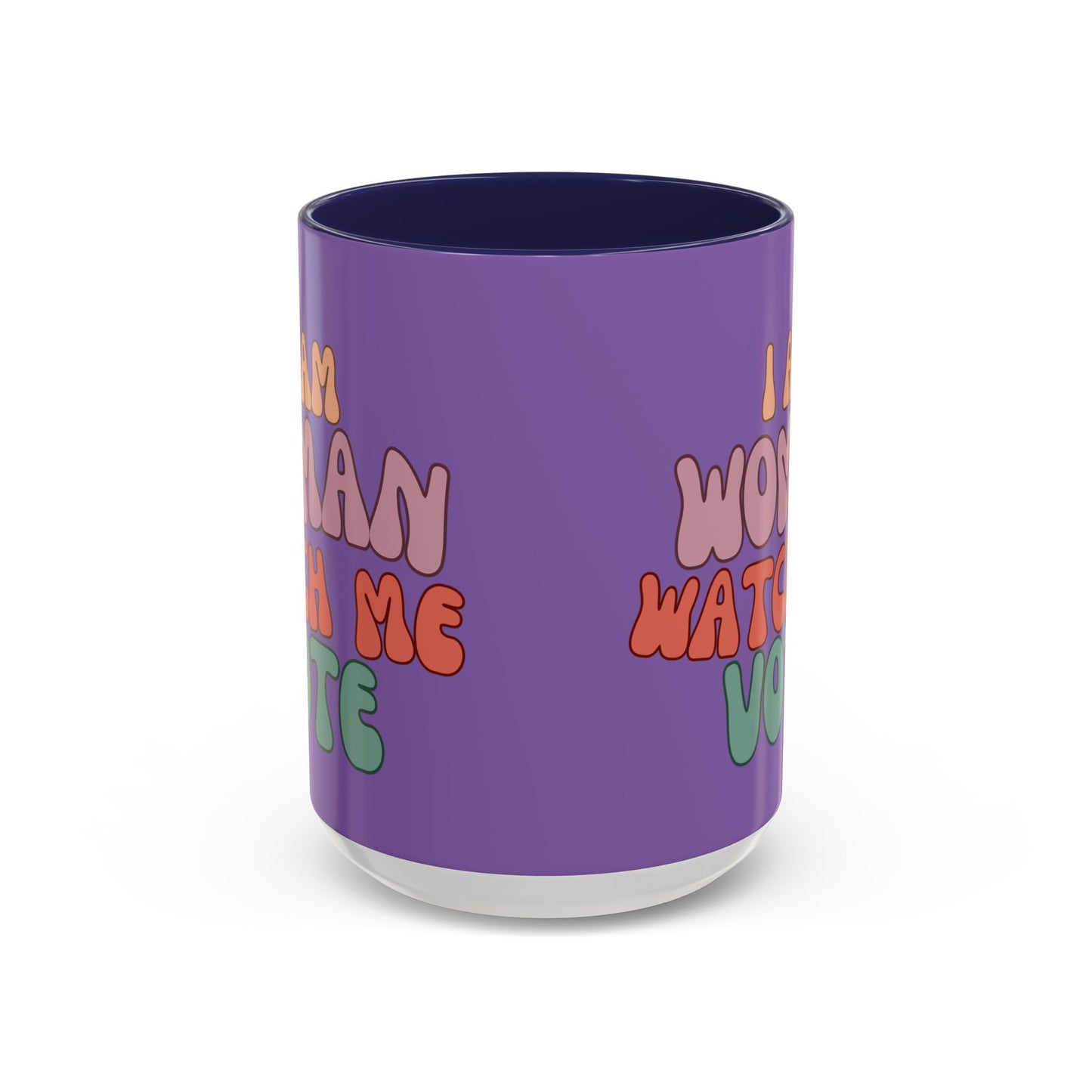I Am Woman Watch Me Vote Light Purple Accent Mug by theGreenDragonTavern.shop