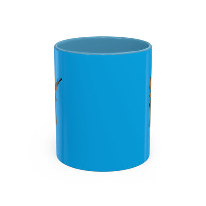 Hula Girl Packin' Heat Light Blue Accent Mug by theGreenDragonTavern.shop