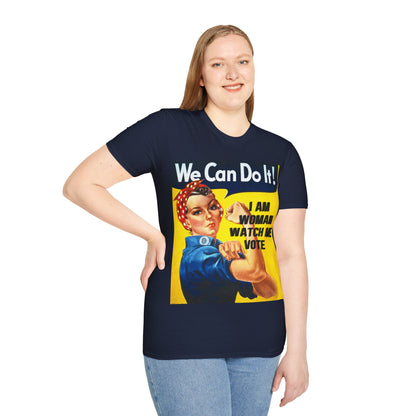 I Am Woman Watch Me Vote Rosie Dark colors Unisex T-Shirt by theGreenDragonTavern.shop