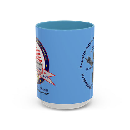 DNASM 2-sided, Founding & Student Art Light Blue Accent Mug by theGreenDragonTavern.shop