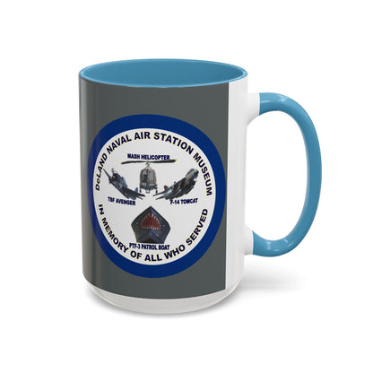 DNASM 2-sided, Founding & Student Art w/Navy Ring Grey Accent Mug by theGreenDragonTavern.shop