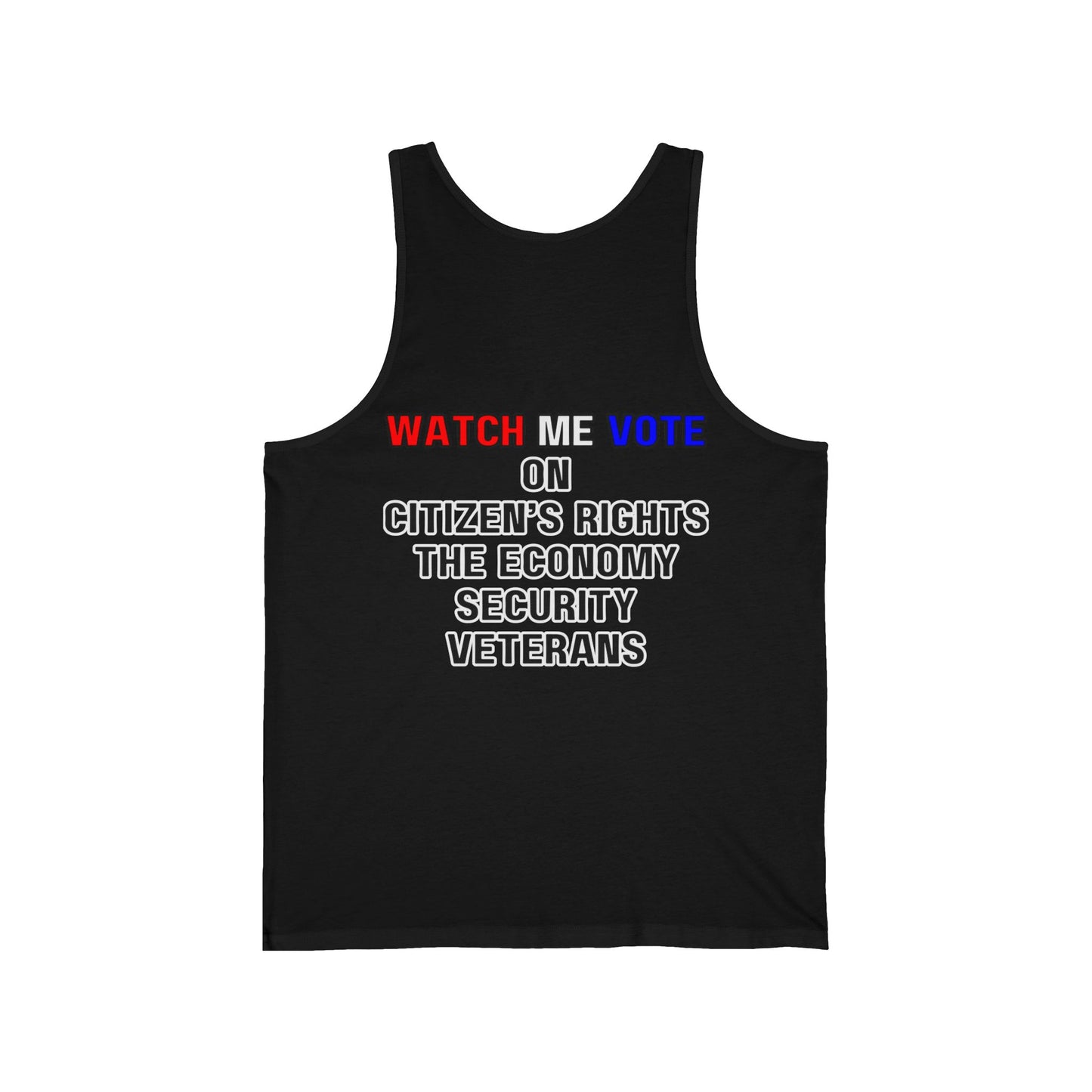 2-sided I Am Woman Watch Me Vote Rosie Unisex Jersey Tank Top by theGreenDragonTavern.shop