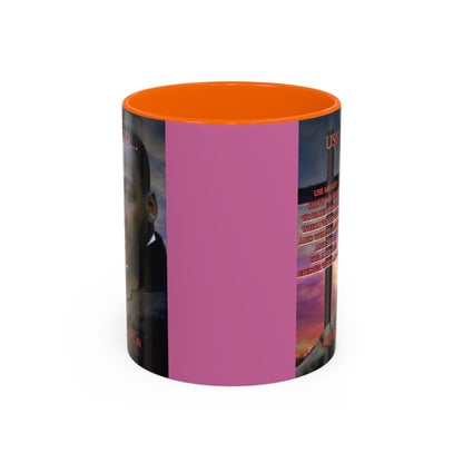 Use Me God, MLK Jr Pink Accent Mug by theGreenDragonTavern.shop