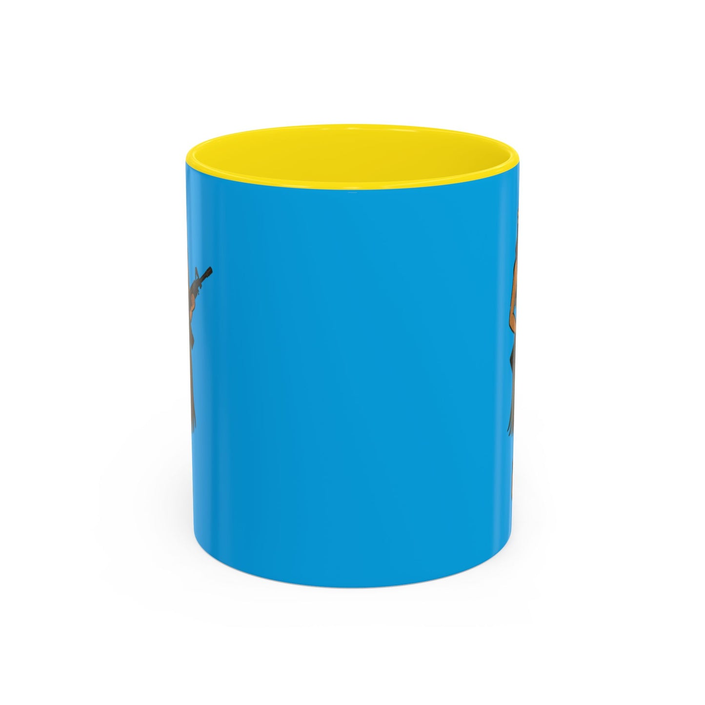 Hula Girl Packin' Heat Light Blue Accent Mug by theGreenDragonTavern.shop
