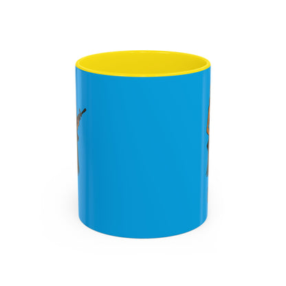 Hula Girl Packin' Heat Light Blue Accent Mug by theGreenDragonTavern.shop