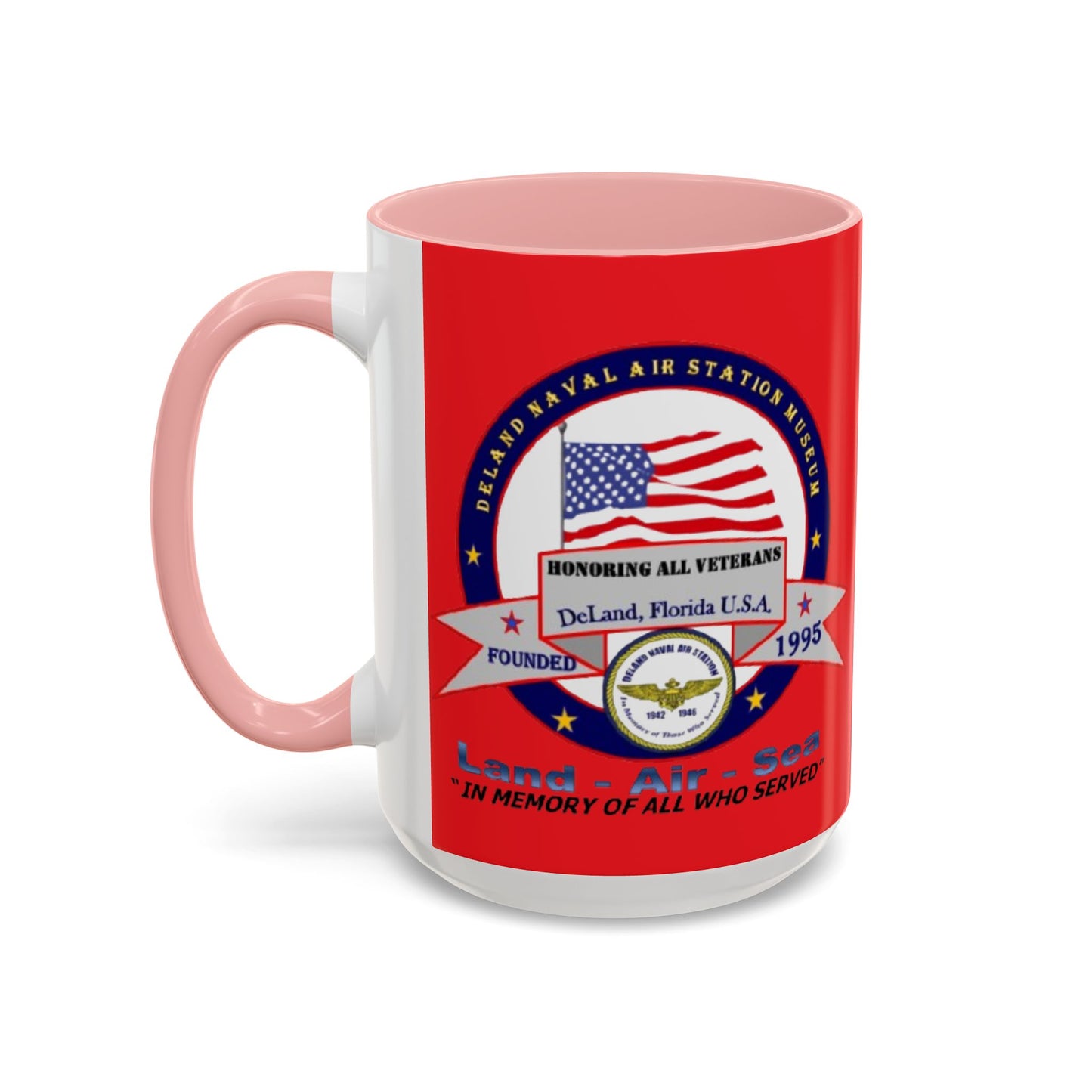 DNASM 2-sided, Founding & Student Art Red Accent Mug by theGreenDragonTavern.shop