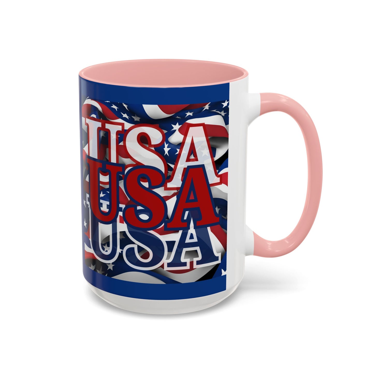 USA Red font Center Patriot Blue Accent Mug by theGreenDragonTavern.shop