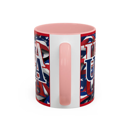 USA Blue font Center Patriot Red Accent Mug by theGreenDragonTavern.shop