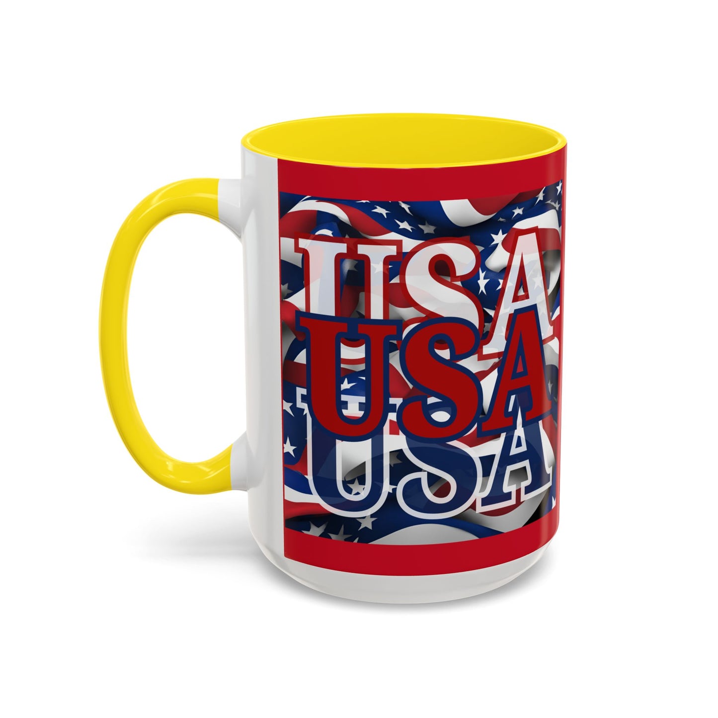 USA Red font Center Patriot Red Accent Mug by theGreenDragonTavern.shop