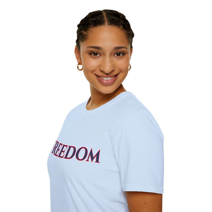 Freedom, Blue font, Light colors Unisex T-Shirt by theGreenDragonTavern.shop