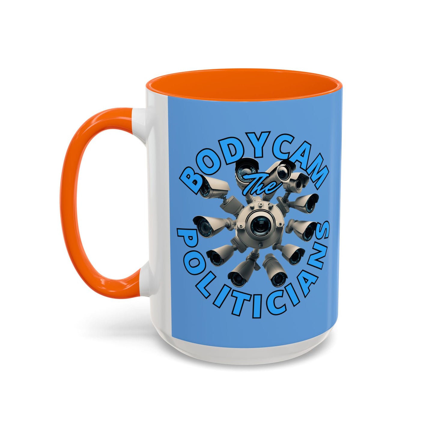 Bodycam the Politicians Cameras Blue Accent Mug by theGreenDragonTavern.shop