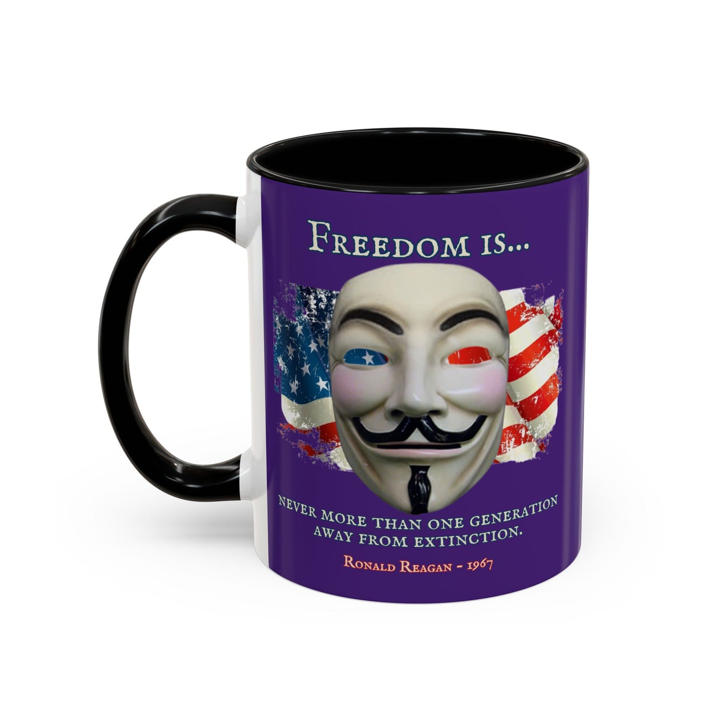 Ronald Reagan Freedom Vendetta Purple Accent Mug by theGreenDragonTavern.shop