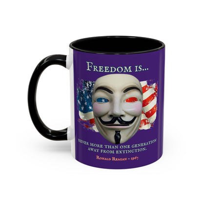 Ronald Reagan Freedom Vendetta Purple Accent Mug by theGreenDragonTavern.shop