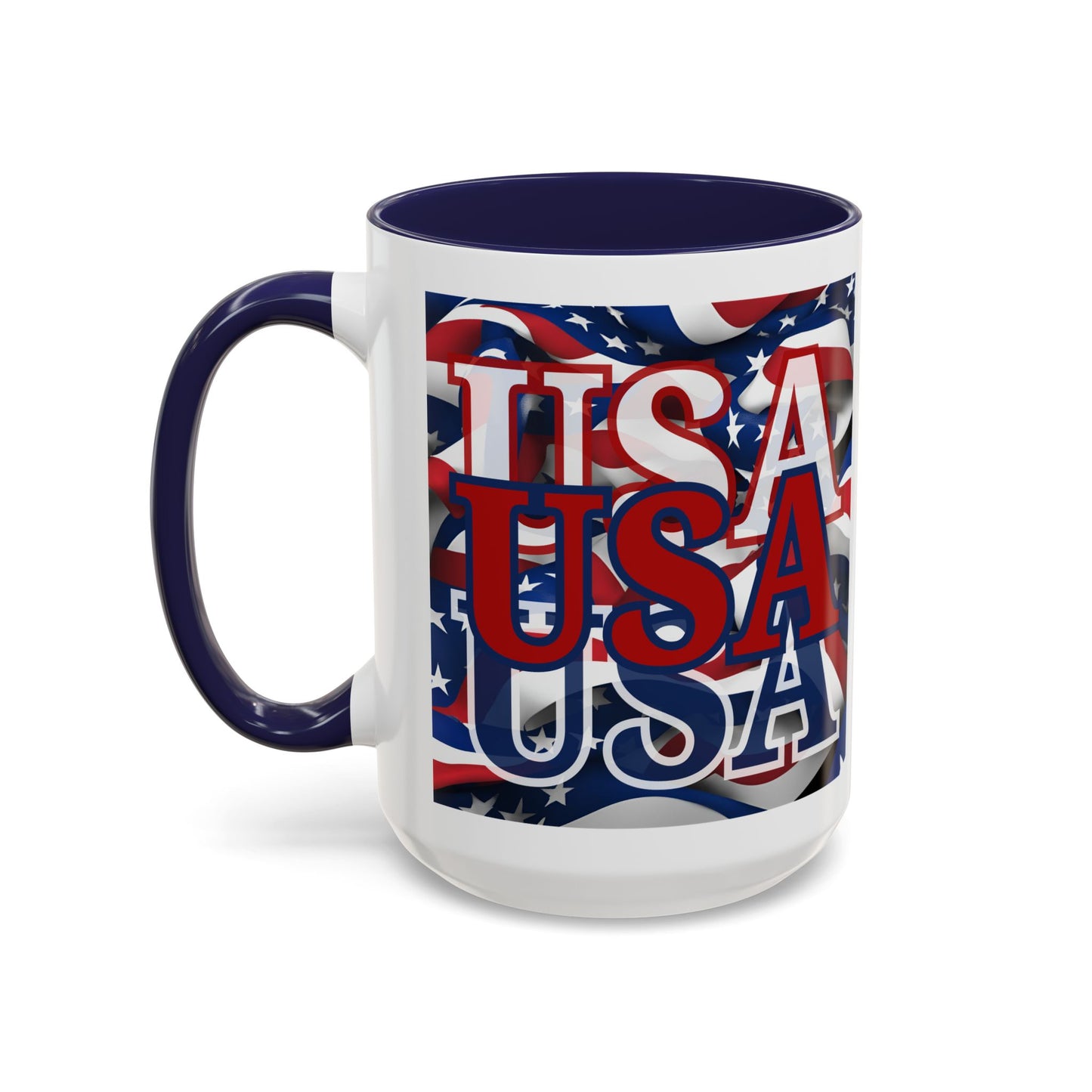USA Red font Center Patriot White Accent Mug by theGreenDragonTavern.shop