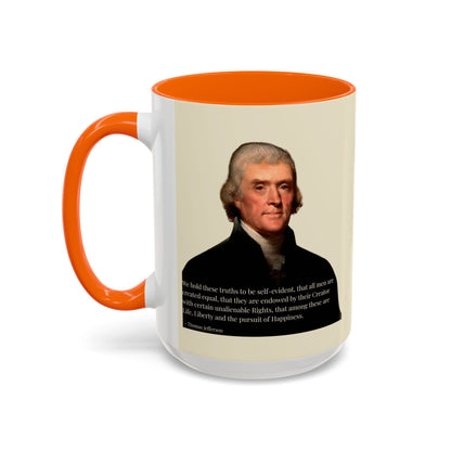 We hold these truths to be self-evident Parchment Yellow Accent Mug by theGreenDragonTavern.shop