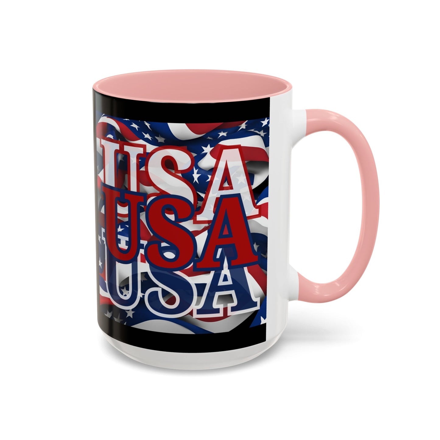 USA Red font Center Patriot Black Accent Mug by theGreenDragonTavern.shop