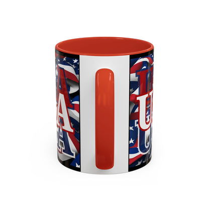 USA White font Center Patriot Black Accent Mug by theGreenDragonTavern.shop