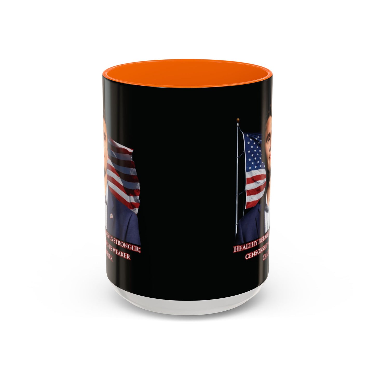 Charlie Kirk, Healthy Debate Black Accent Mug by theGreenDragonTavern.shop