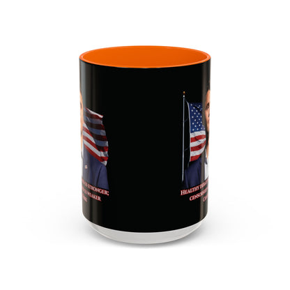 Charlie Kirk, Healthy Debate Black Accent Mug by theGreenDragonTavern.shop