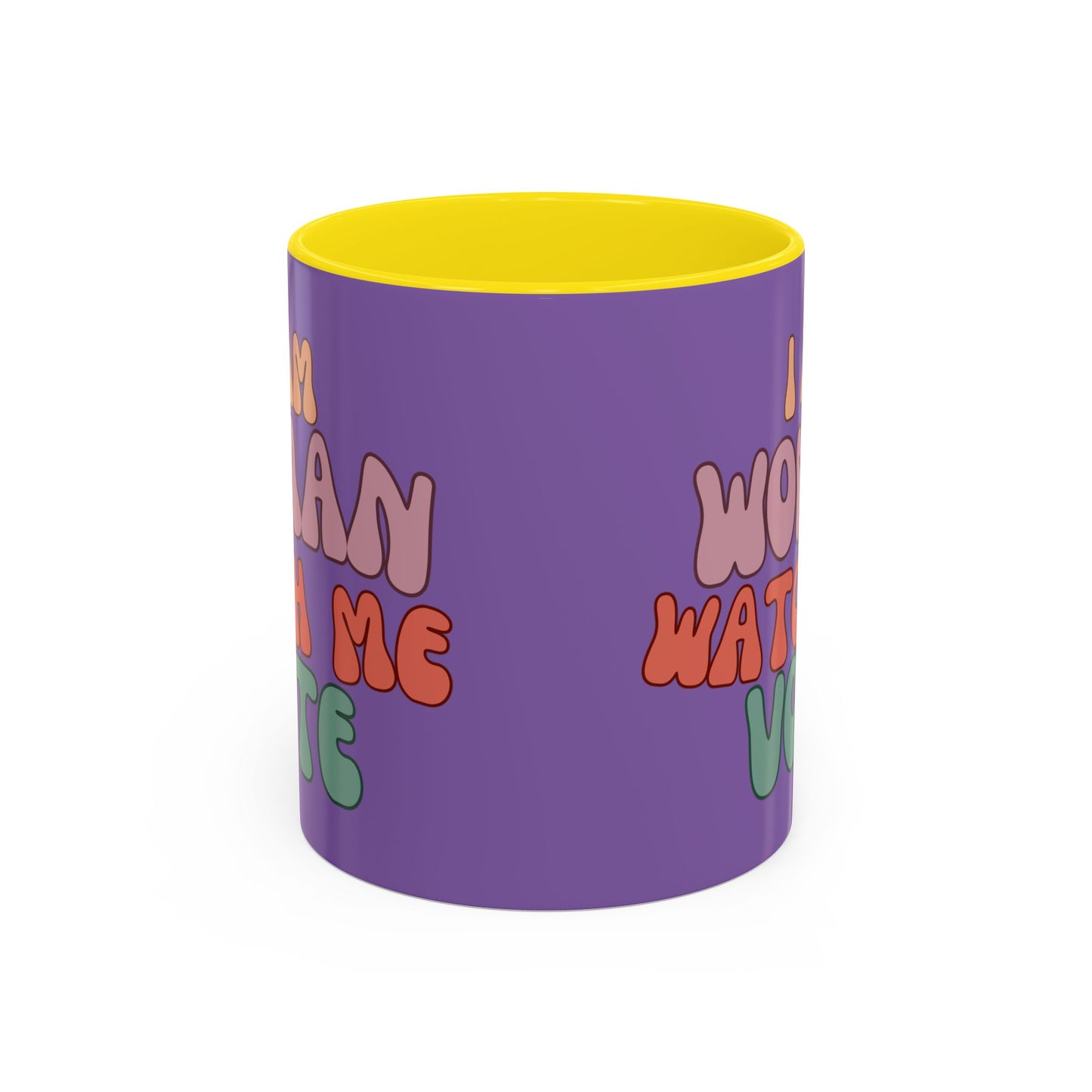I Am Woman Watch Me Vote Light Purple Accent Mug by theGreenDragonTavern.shop
