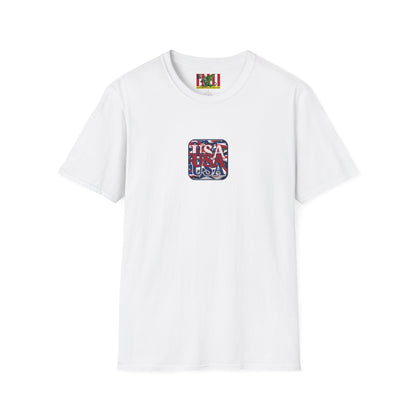 2-sided, RED White and Blue USA Patriot Light colors Unisex T-Shirt by theGreenDragonTavern.shop