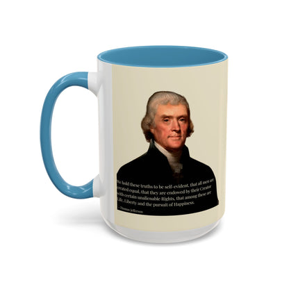 We hold these truths to be self-evident Parchment Yellow Accent Mug by theGreenDragonTavern.shop