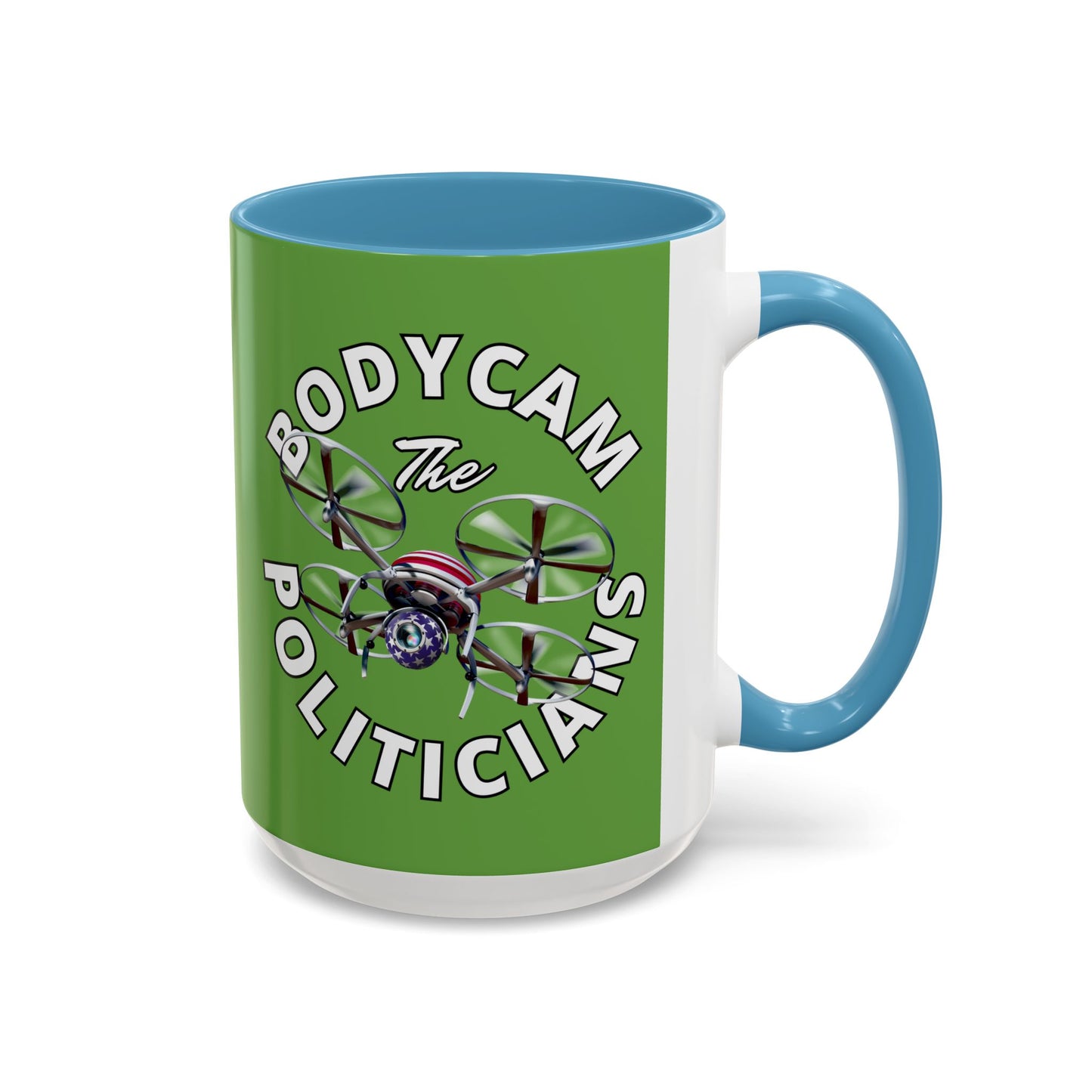 Bodycam the Politicians Drone Green Accent Mug by theGreenDragonTavern.shop