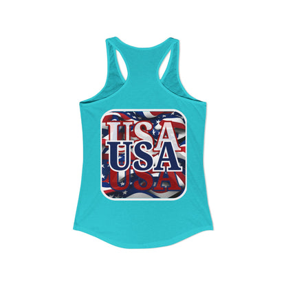 2-sided, Red White and BLUE USA Patriot Women's Racerback Tank Top by theGreenDragonTavern.shop