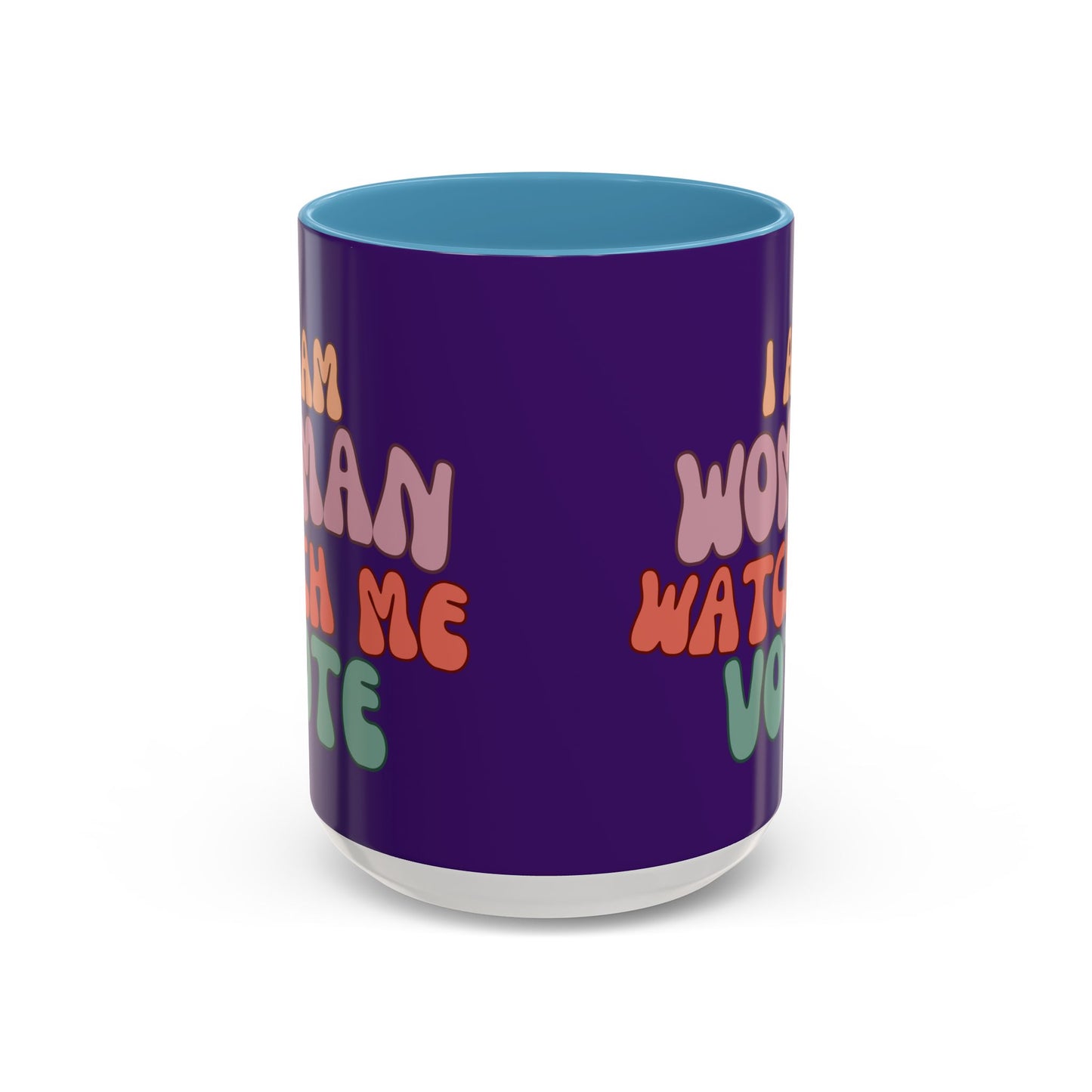 I Am Woman Watch Me Vote Dark Purple Accent Mug by theGreenDragonTavern.shop