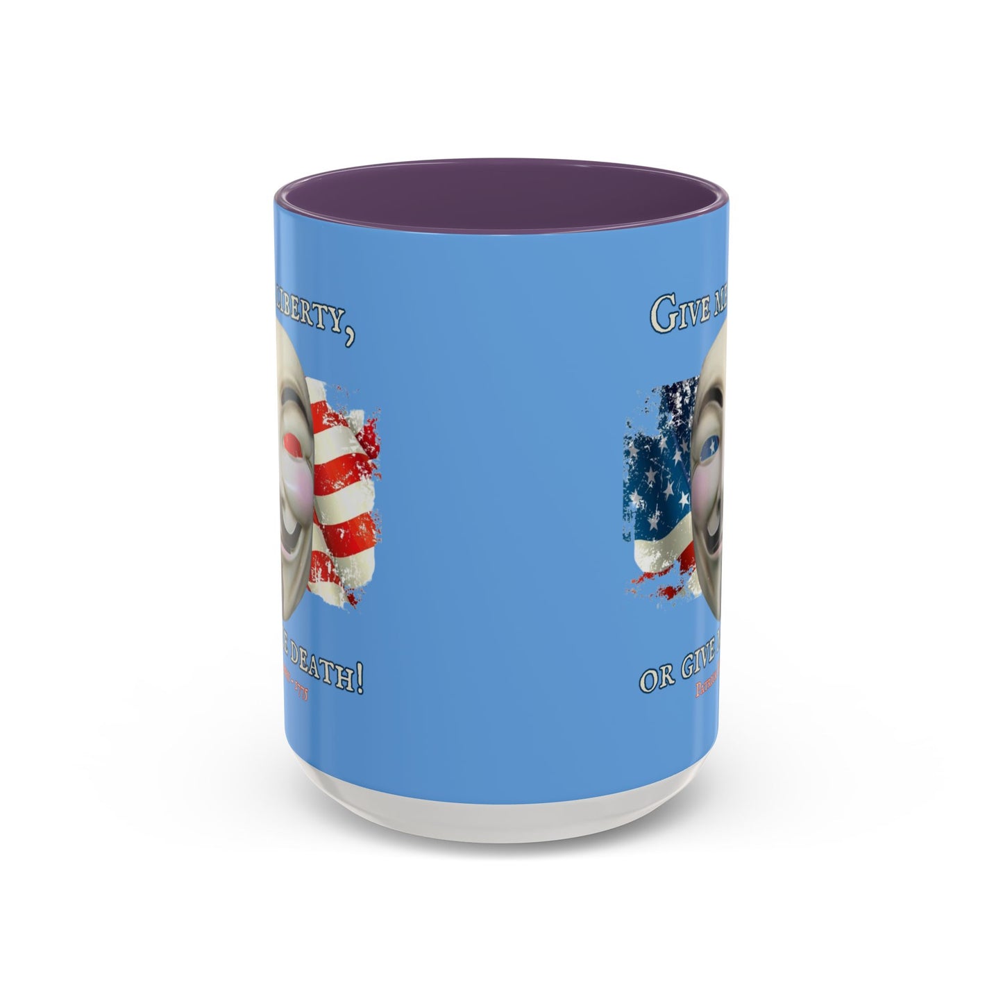 Vendetta, "Give me liberty, or give me death!" Blue Accent Mug by theGreenDragonTavern.shop