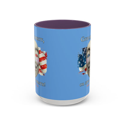 Vendetta, "Give me liberty, or give me death!" Blue Accent Mug by theGreenDragonTavern.shop