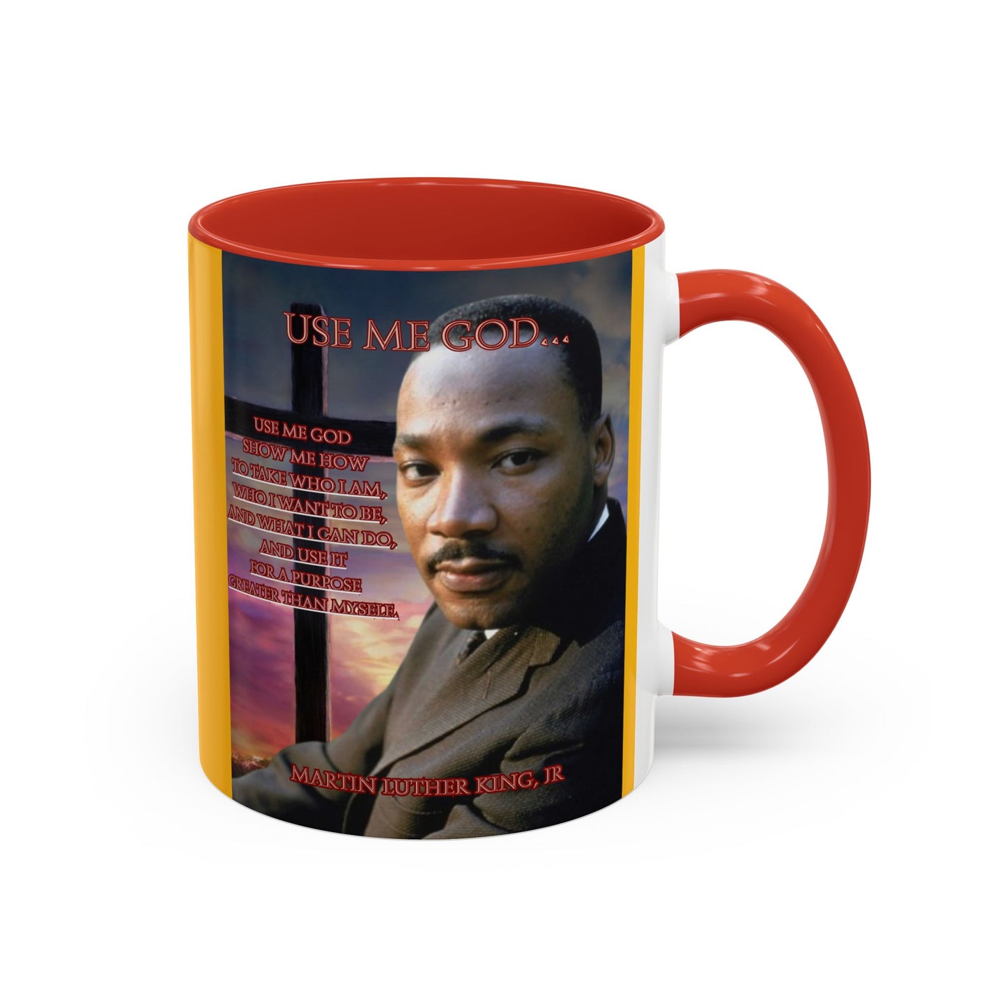 Use Me God, MLK Jr Yellow Accent Mug by theGreenDragonTavern.shop