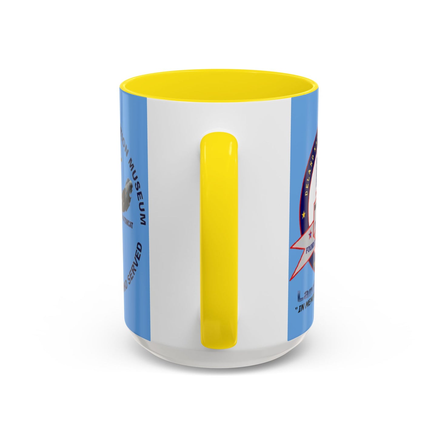 DNASM 2-sided, Founding & Student Art Light Blue Accent Mug by theGreenDragonTavern.shop