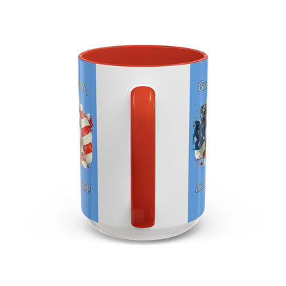 Vendetta, "Give me liberty, or give me death!" Blue Accent Mug by theGreenDragonTavern.shop